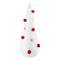 12" White Plush Christmas Cone Tree with Red Pompom Ornaments